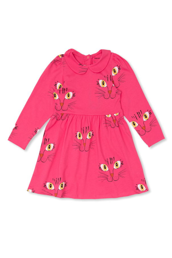 Pink Dress with cat motif Mini Rodini Vitkac GB